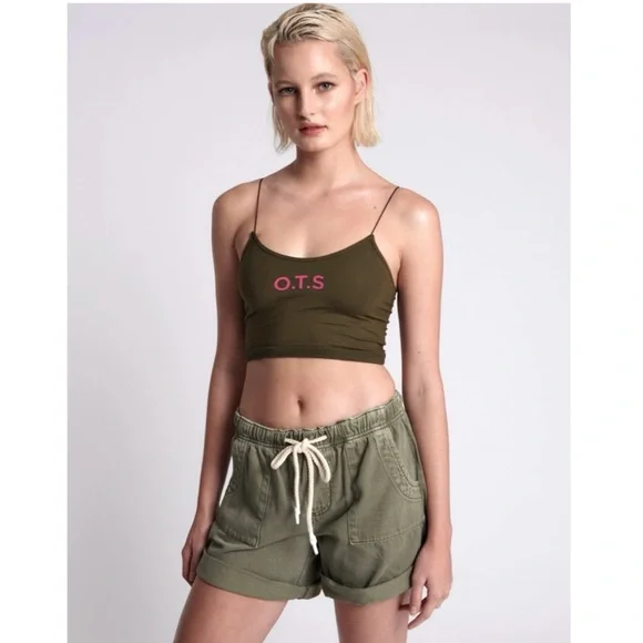 NWT OTS dark khaki boxer crop top - Picture 1 of 9